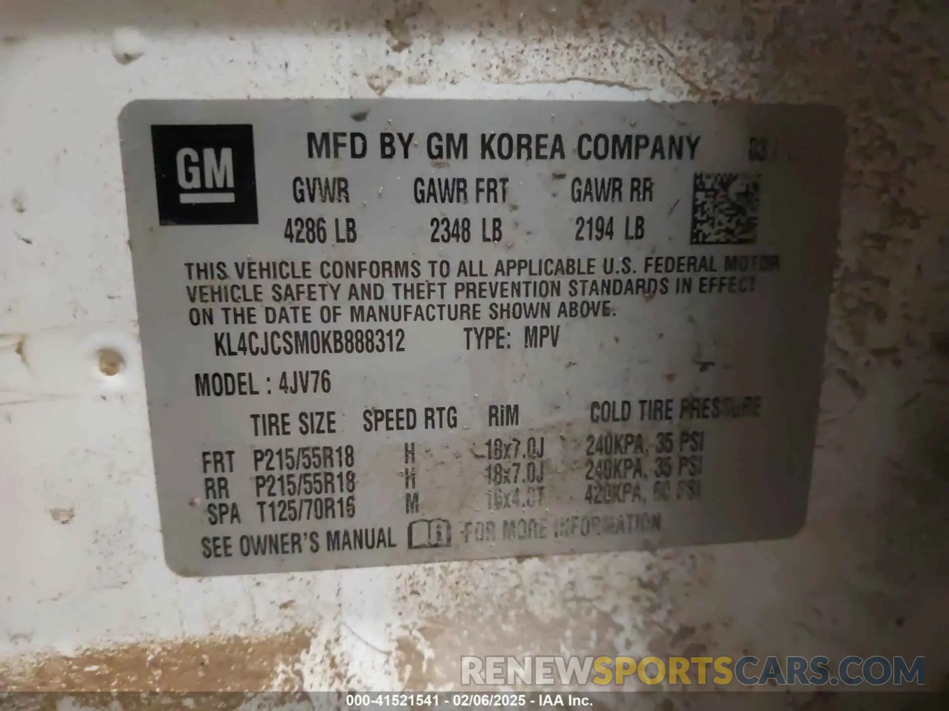 9 Photograph of a damaged car KL4CJCSM0KB888312 BUICK ENCORE 2019