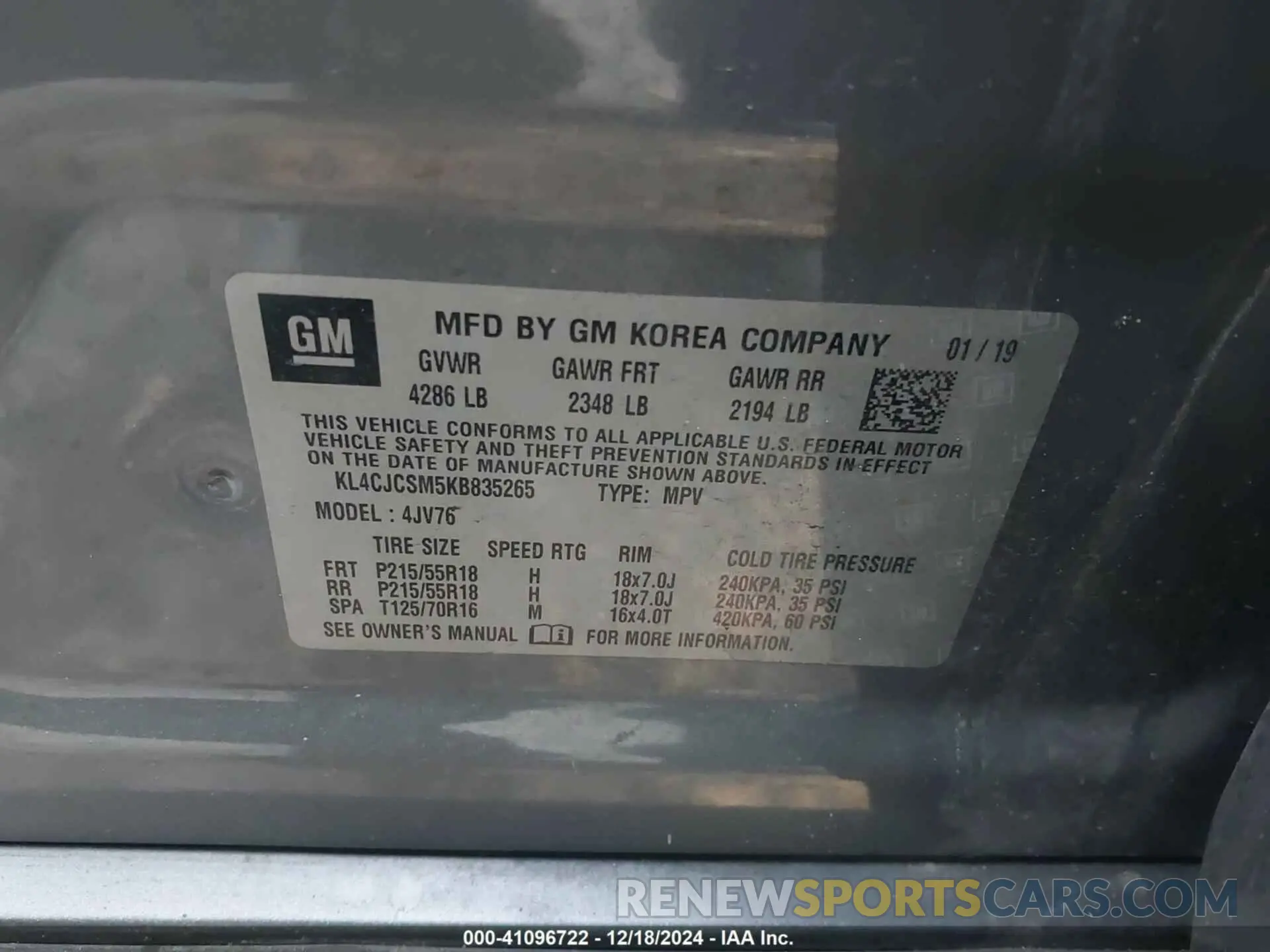 9 Photograph of a damaged car KL4CJCSM5KB835265 BUICK ENCORE 2019
