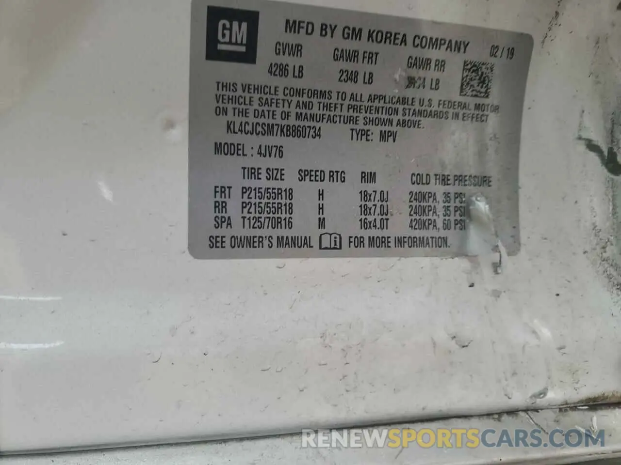 13 Photograph of a damaged car KL4CJCSM7KB860734 BUICK ENCORE 2019