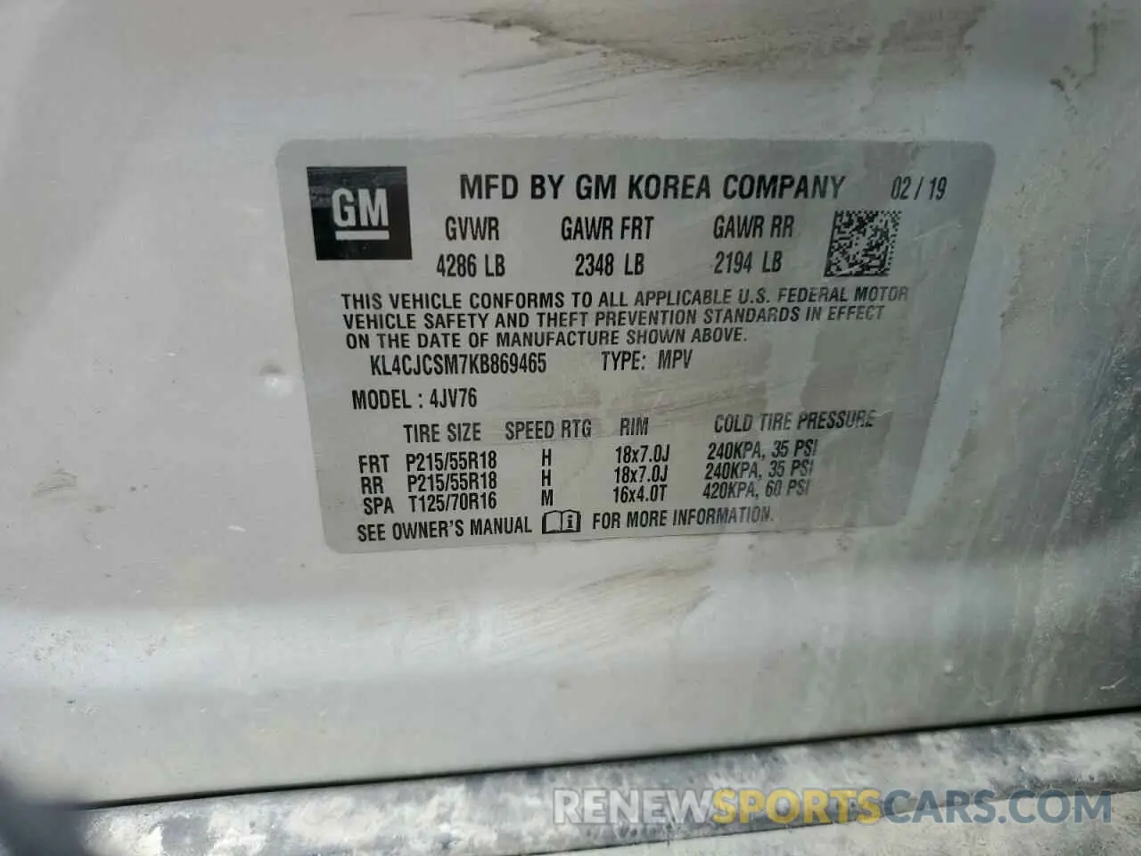 13 Photograph of a damaged car KL4CJCSM7KB869465 BUICK ENCORE 2019