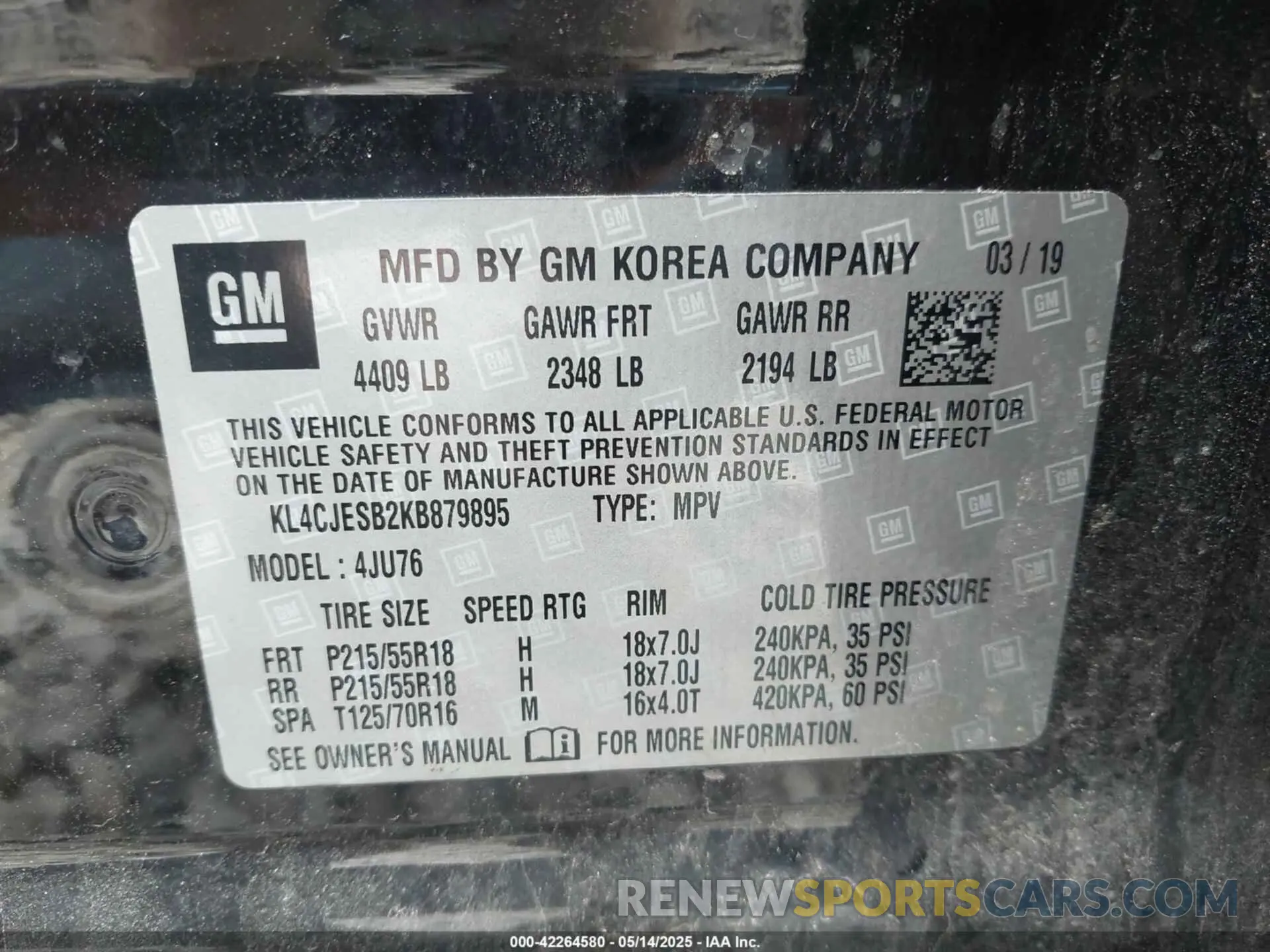 9 Photograph of a damaged car KL4CJESB2KBA79A95 BUICK ENCORE 2019