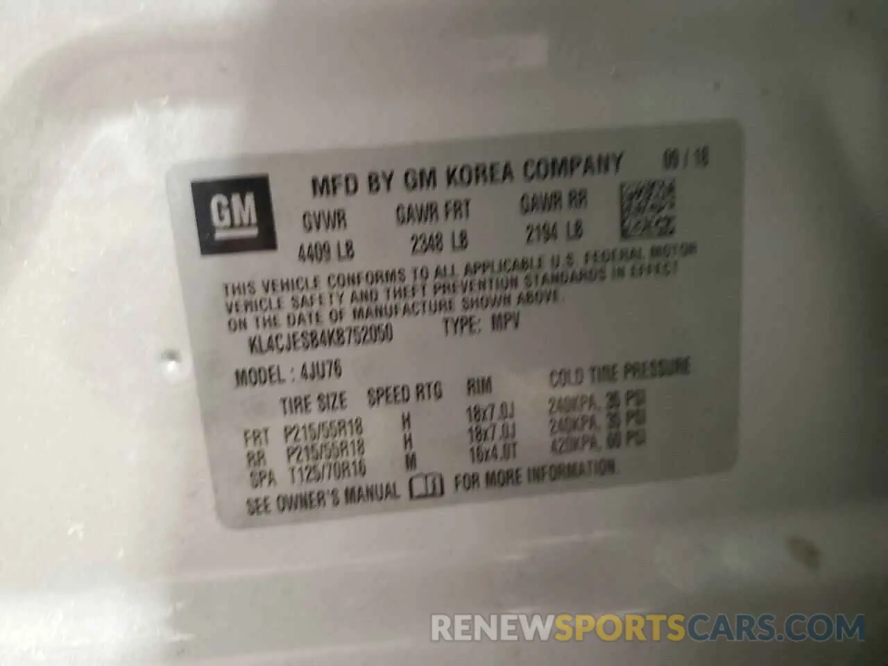 13 Фотография поврежденного автомобиля KL4CJESB4KB752050 BUICK ENCORE 2019
