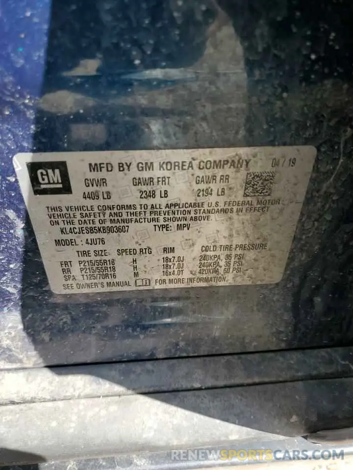 13 Фотография поврежденного автомобиля KL4CJESB5KB903607 BUICK ENCORE 2019