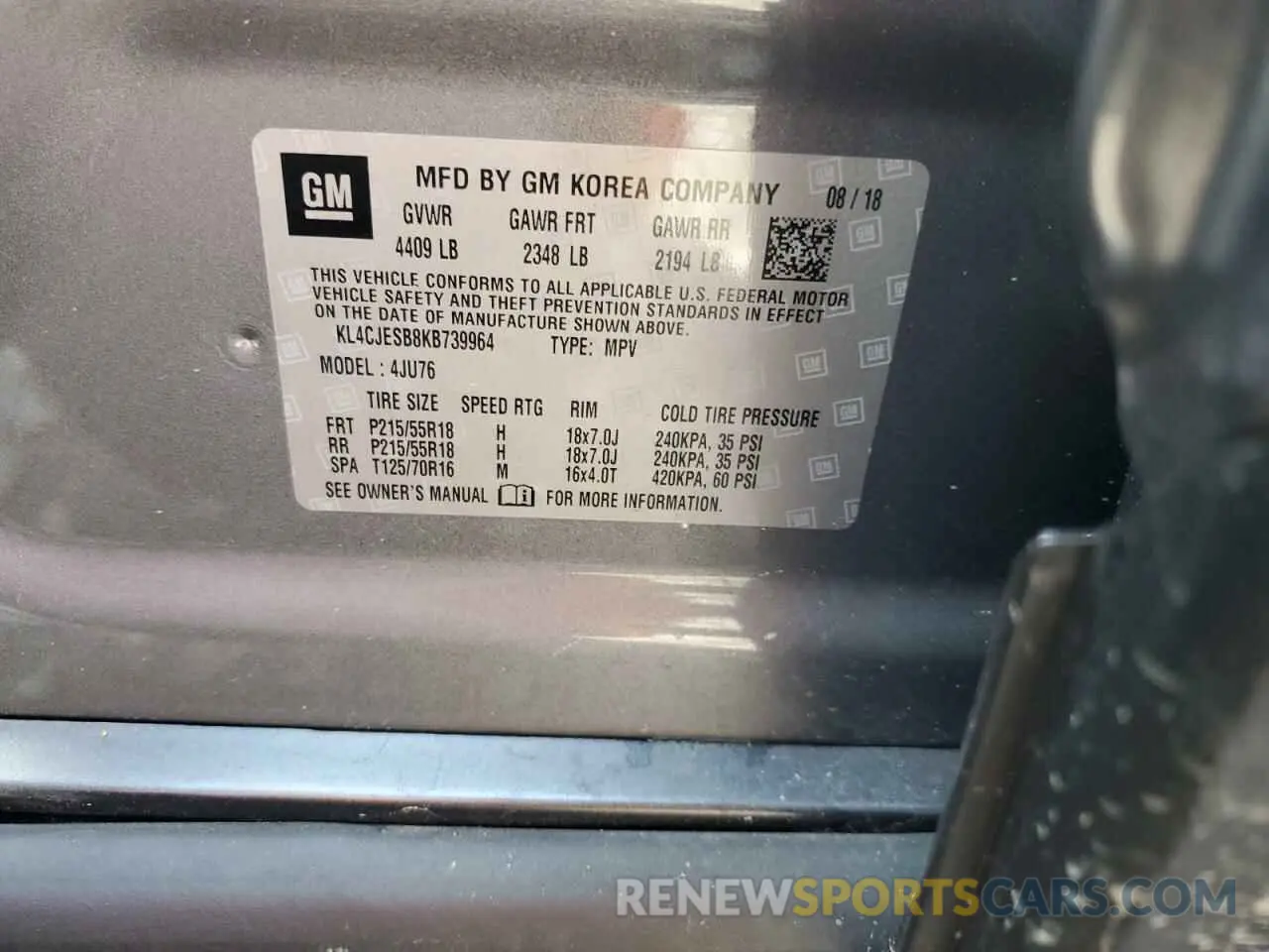 13 Photograph of a damaged car KL4CJESB8KB739964 BUICK ENCORE 2019