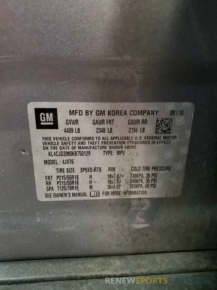 14 Photograph of a damaged car KL4CJGSM0KB750129 BUICK ENCORE 2019
