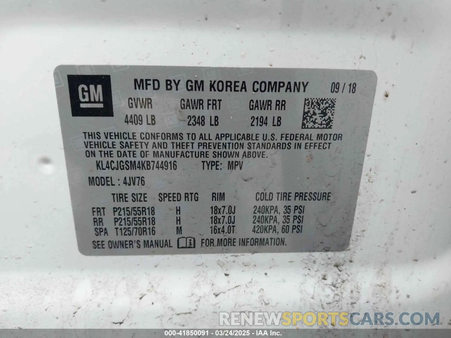 9 Photograph of a damaged car KL4CJGSM4KB744916 BUICK ENCORE 2019