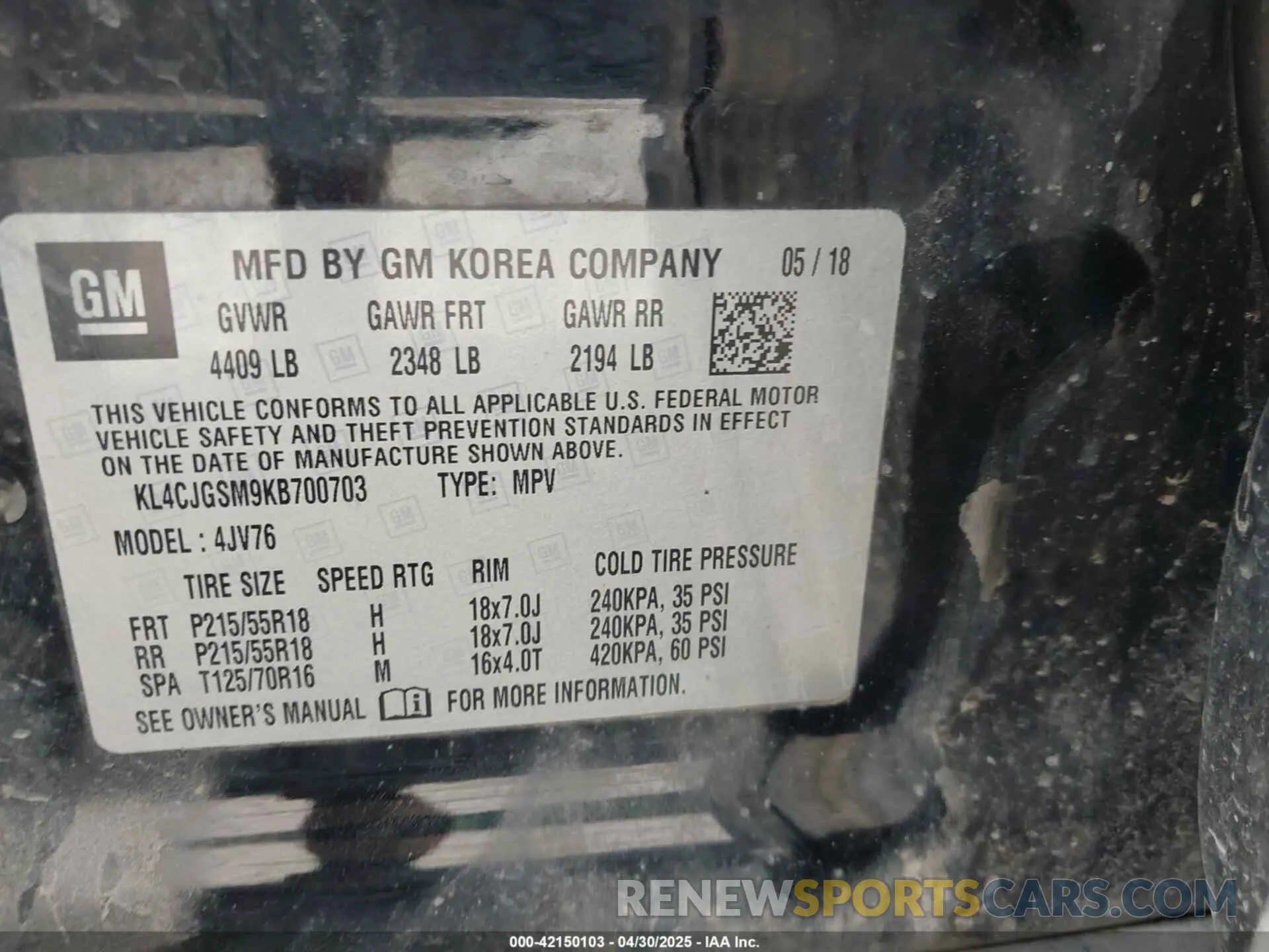 9 Photograph of a damaged car KL4CJGSM9KB700703 BUICK ENCORE 2019