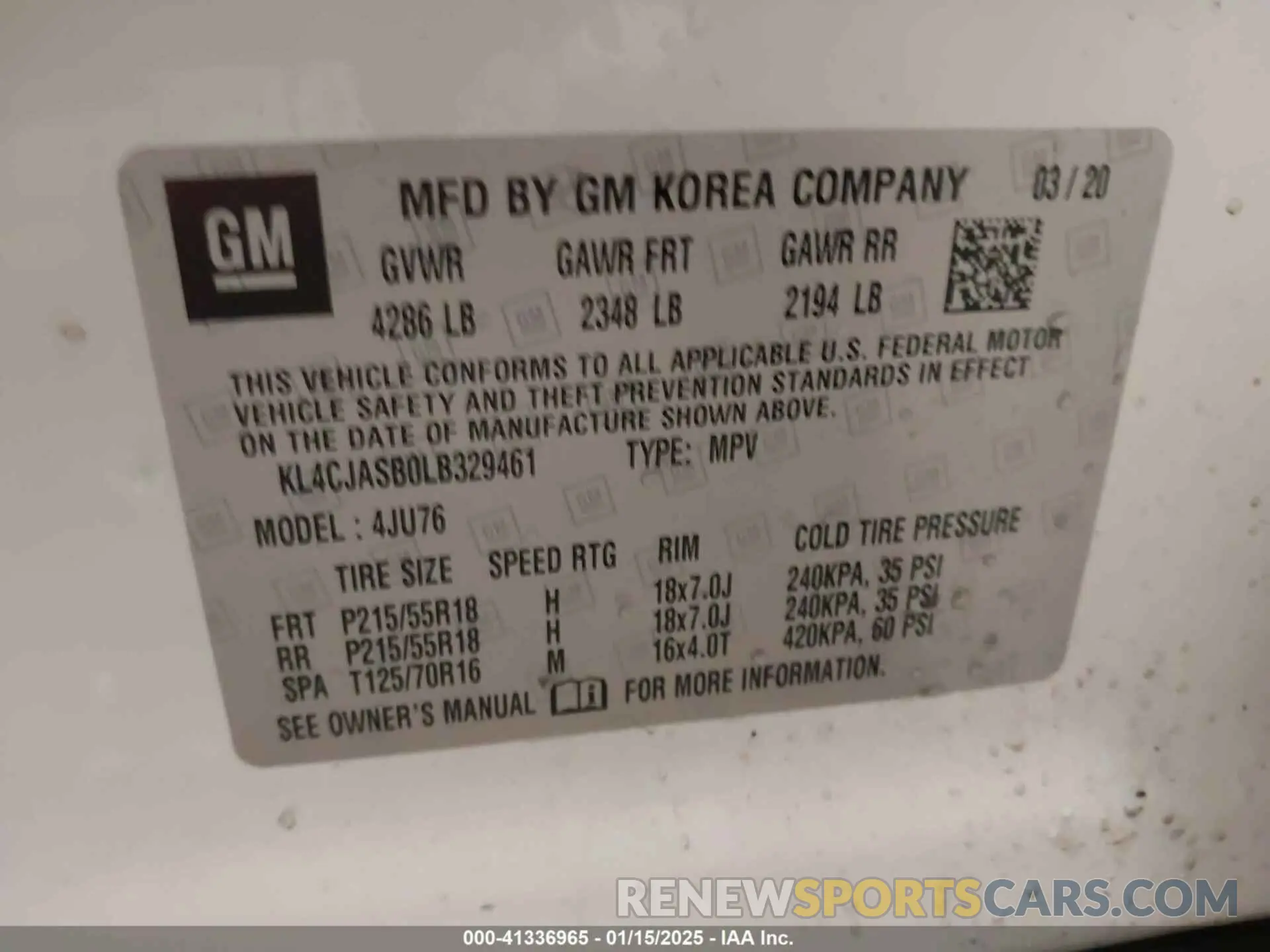 9 Photograph of a damaged car KL4CJASB0LB329461 BUICK ENCORE 2020