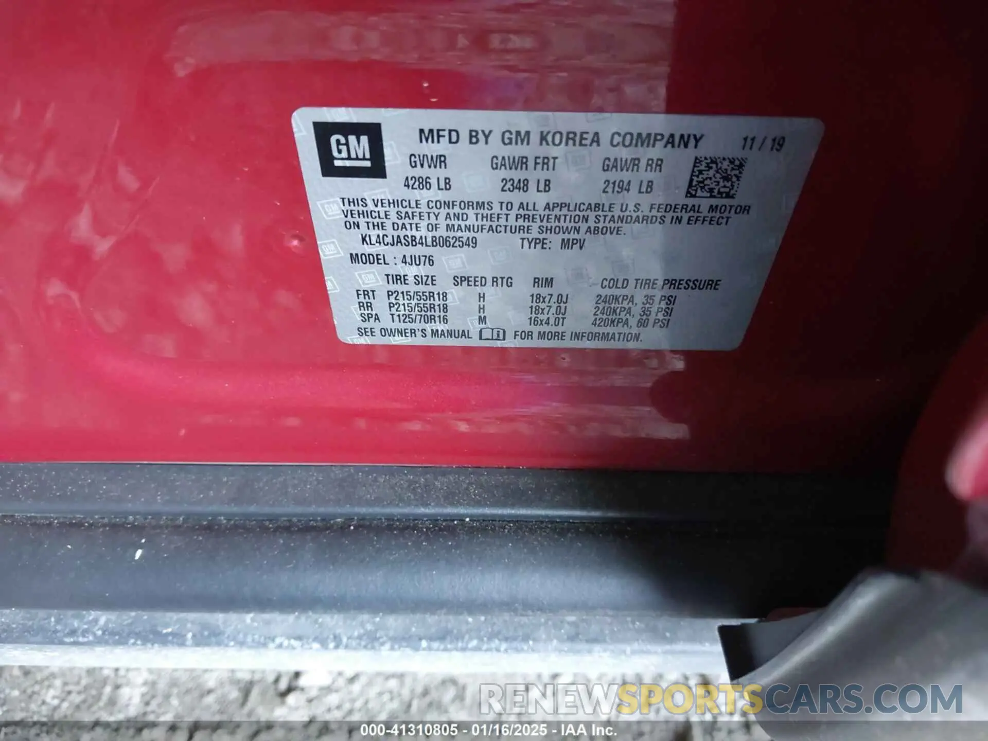9 Photograph of a damaged car KL4CJASB4LB062549 BUICK ENCORE 2020