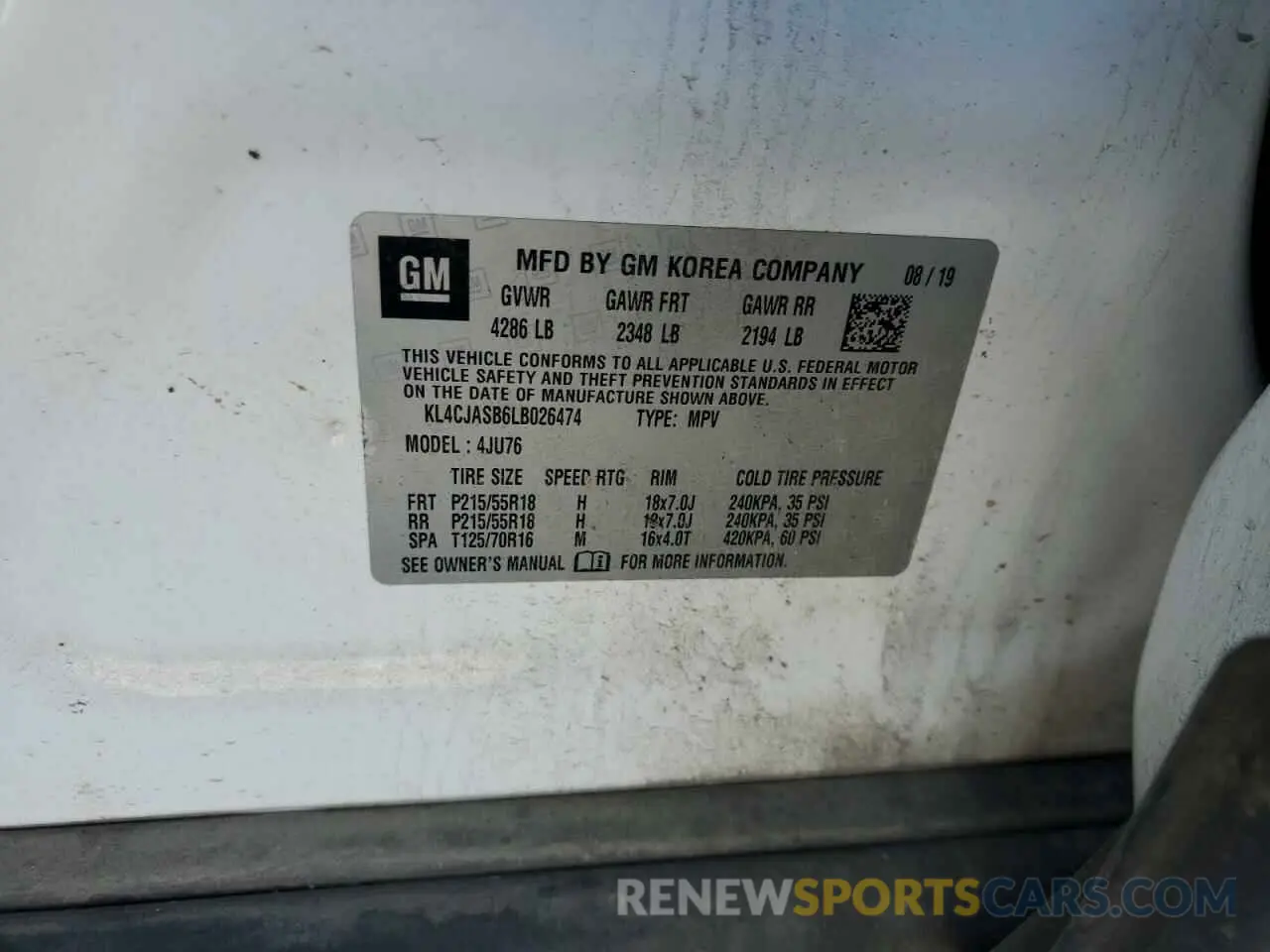 15 Фотография поврежденного автомобиля KL4CJASB6LB026474 BUICK ENCORE 2020