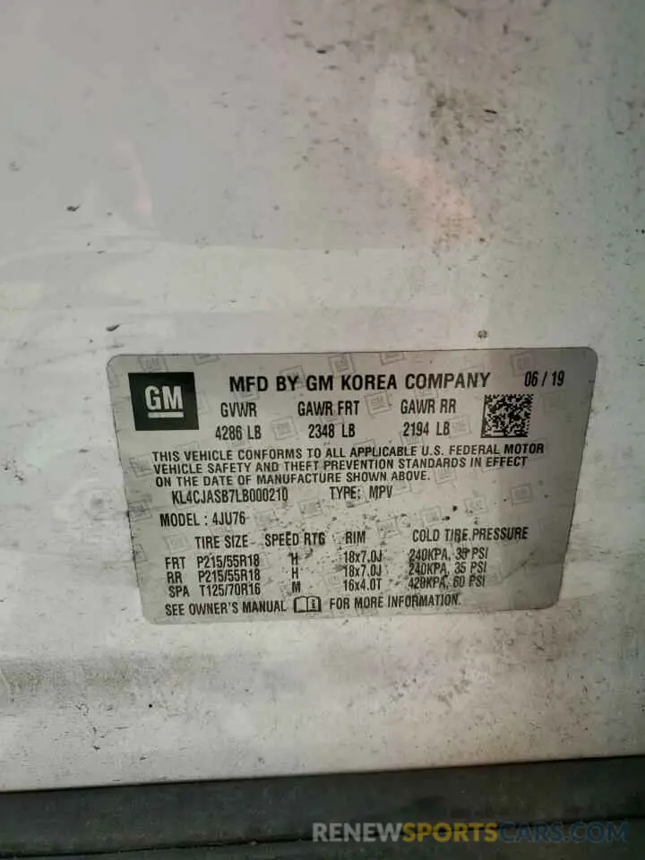 13 Photograph of a damaged car KL4CJASB7LB000210 BUICK ENCORE 2020