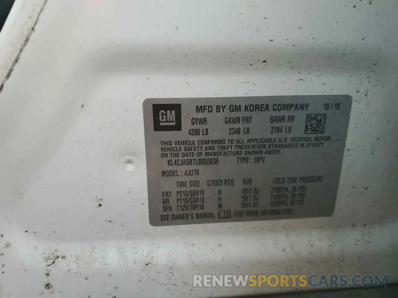 13 Photograph of a damaged car KL4CJASB7LB050038 BUICK ENCORE 2020