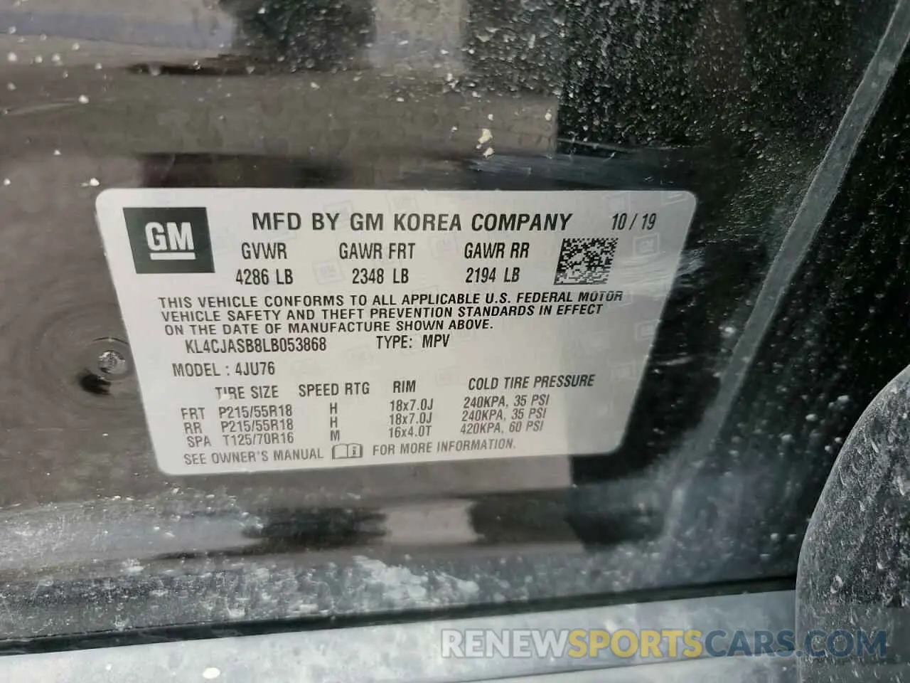 13 Фотография поврежденного автомобиля KL4CJASB8LB053868 BUICK ENCORE 2020