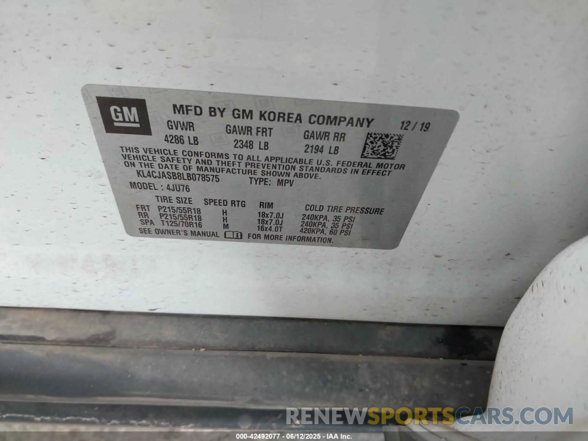 9 Photograph of a damaged car KL4CJASB8LB078575 BUICK ENCORE 2020