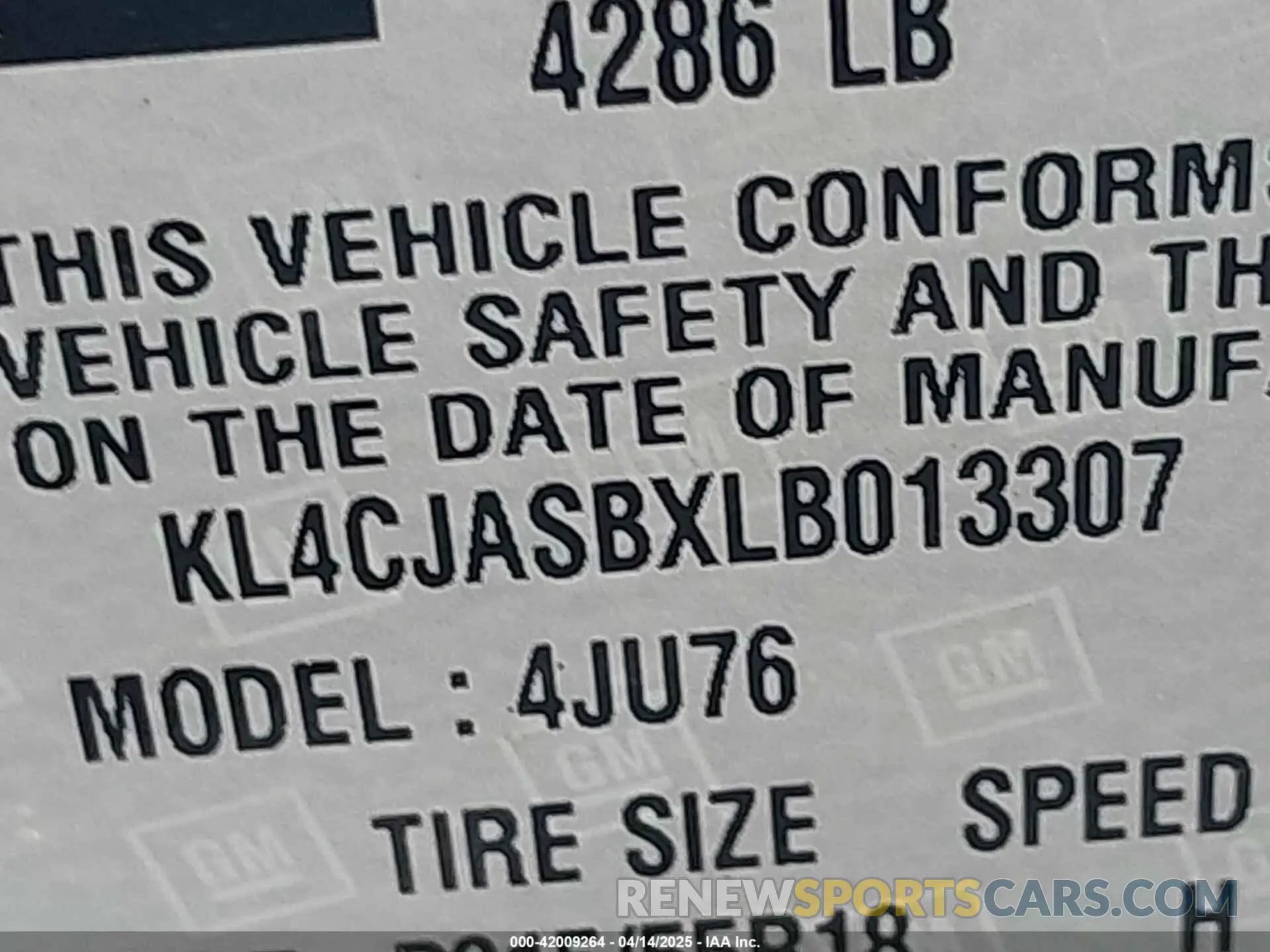 9 Photograph of a damaged car KL4CJASBXLB013307 BUICK ENCORE 2020