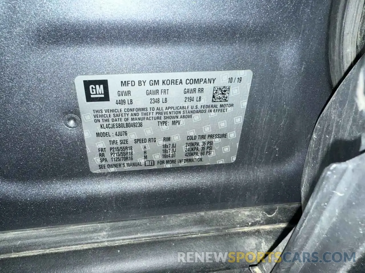 10 Photograph of a damaged car KL4CJESB0LB049238 BUICK ENCORE 2020