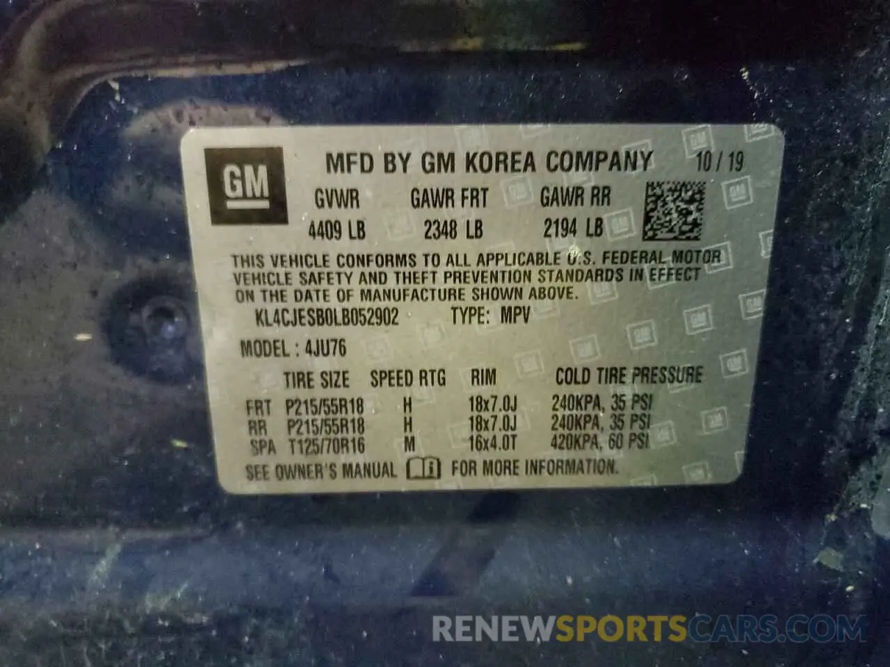 13 Photograph of a damaged car KL4CJESB0LB052902 BUICK ENCORE 2020