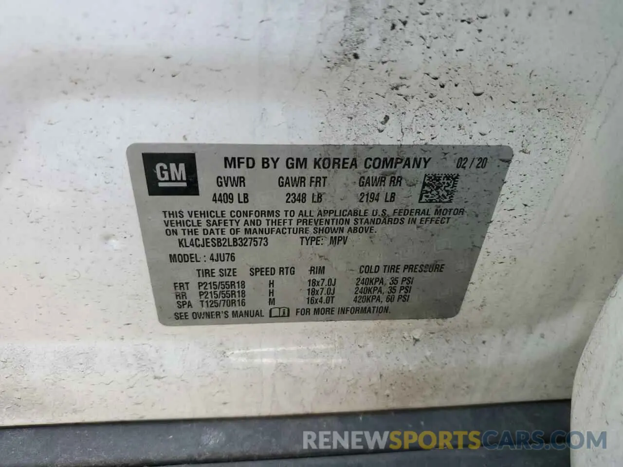 13 Photograph of a damaged car KL4CJESB2LB327573 BUICK ENCORE 2020