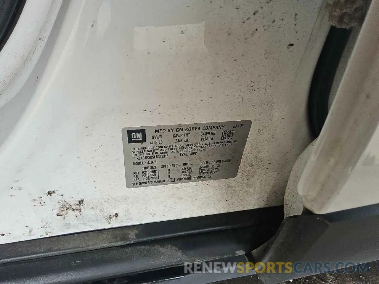 13 Photograph of a damaged car KL4CJESB5LB333318 BUICK ENCORE 2020