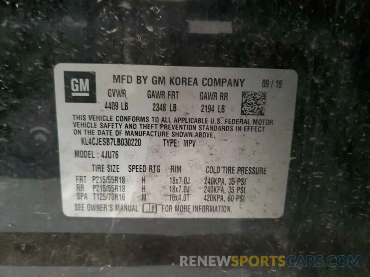 15 Фотография поврежденного автомобиля KL4CJESB7LB030220 BUICK ENCORE 2020