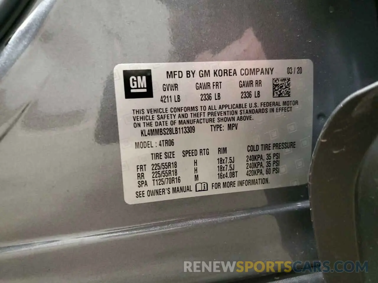 13 Photograph of a damaged car KL4MMBS28LB113309 BUICK ENCORE 2020