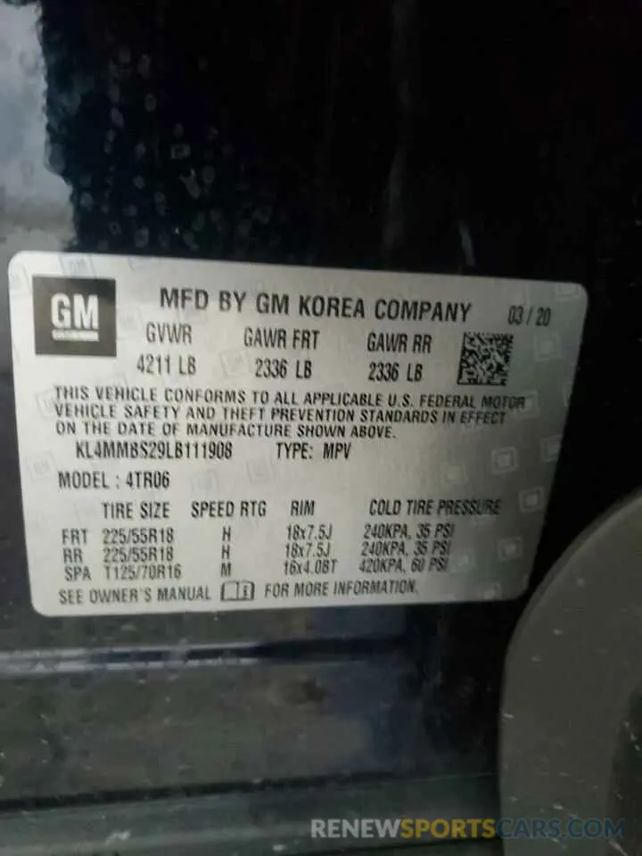 13 Фотография поврежденного автомобиля KL4MMBS29LB111908 BUICK ENCORE 2020