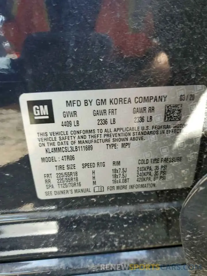 16 Photograph of a damaged car KL4MMCSL3LB111689 BUICK ENCORE 2020