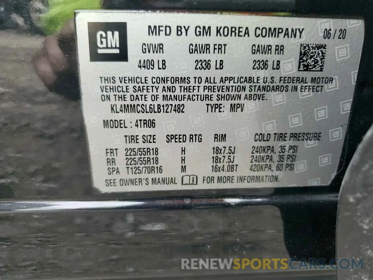 13 Фотография поврежденного автомобиля KL4MMCSL6LB127482 BUICK ENCORE 2020