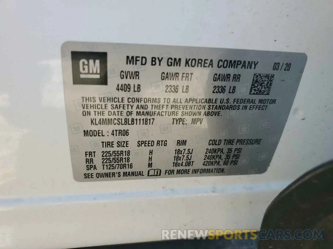 12 Photograph of a damaged car KL4MMCSL8LB111817 BUICK ENCORE 2020