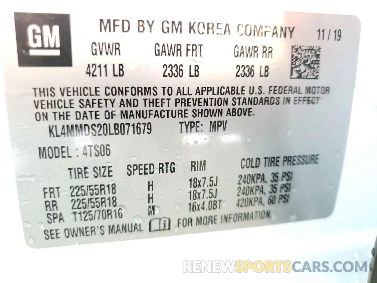 15 Фотография поврежденного автомобиля KL4MMDS20LB071679 BUICK ENCORE 2020