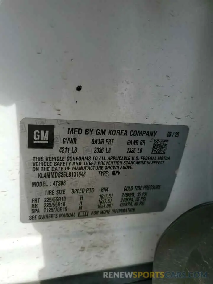 13 Фотография поврежденного автомобиля KL4MMDS25LB131648 BUICK ENCORE 2020