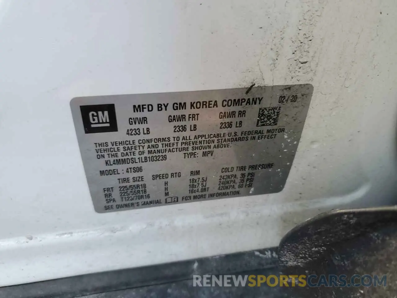 13 Photograph of a damaged car KL4MMDSL1LB103239 BUICK ENCORE 2020