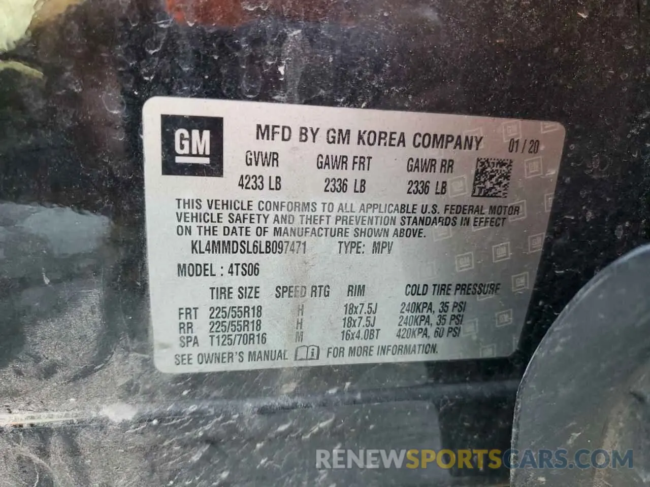 14 Photograph of a damaged car KL4MMDSL6LB097471 BUICK ENCORE 2020