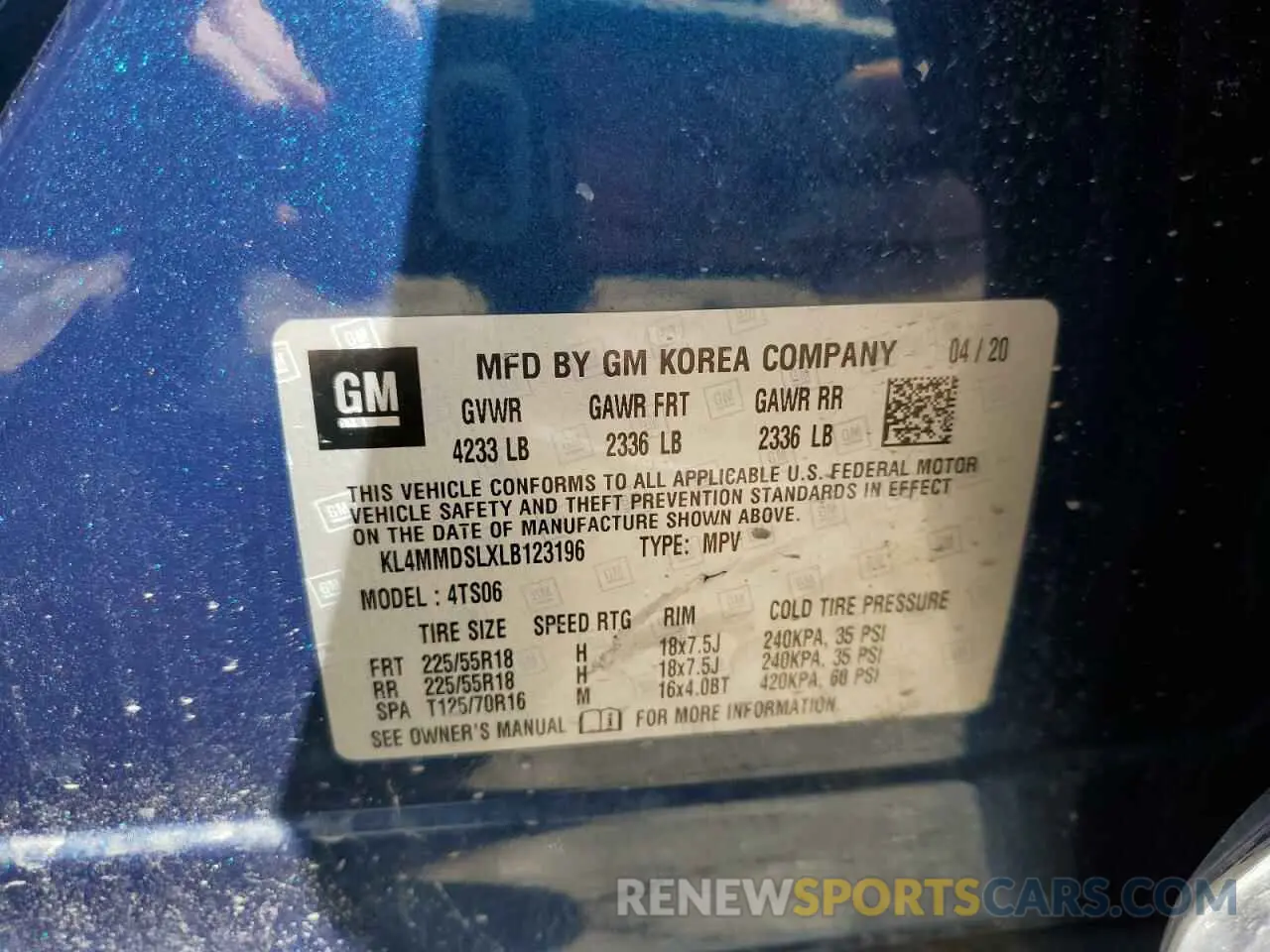 13 Фотография поврежденного автомобиля KL4MMDSLXLB123196 BUICK ENCORE 2020