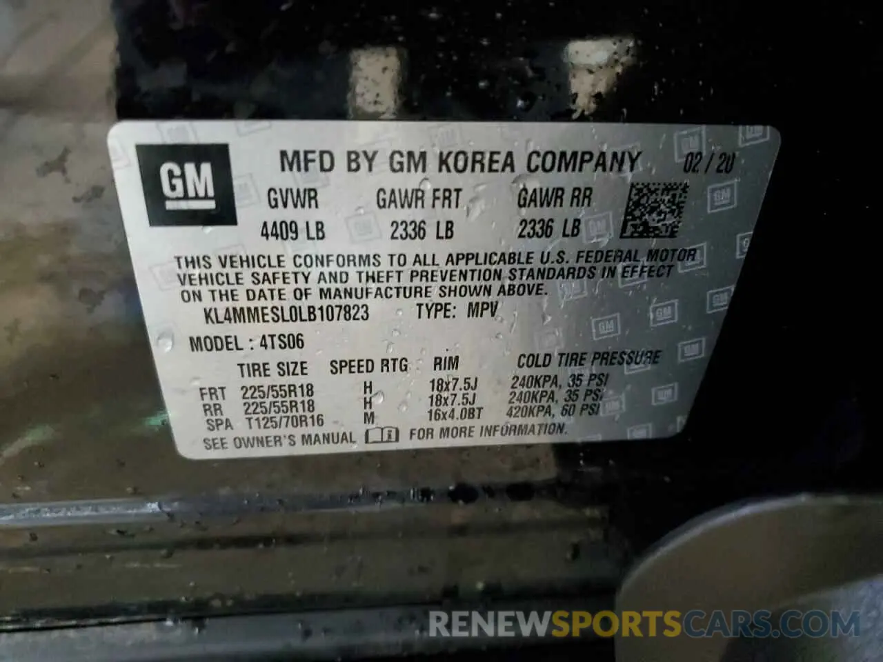 13 Фотография поврежденного автомобиля KL4MMESL0LB107823 BUICK ENCORE 2020