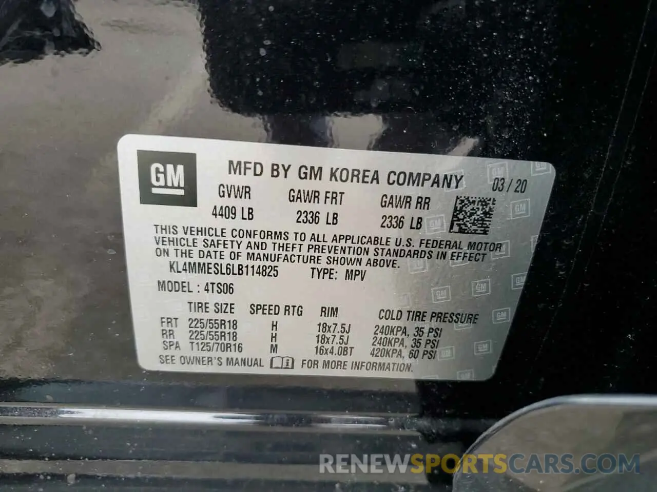 14 Photograph of a damaged car KL4MMESL6LB114825 BUICK ENCORE 2020