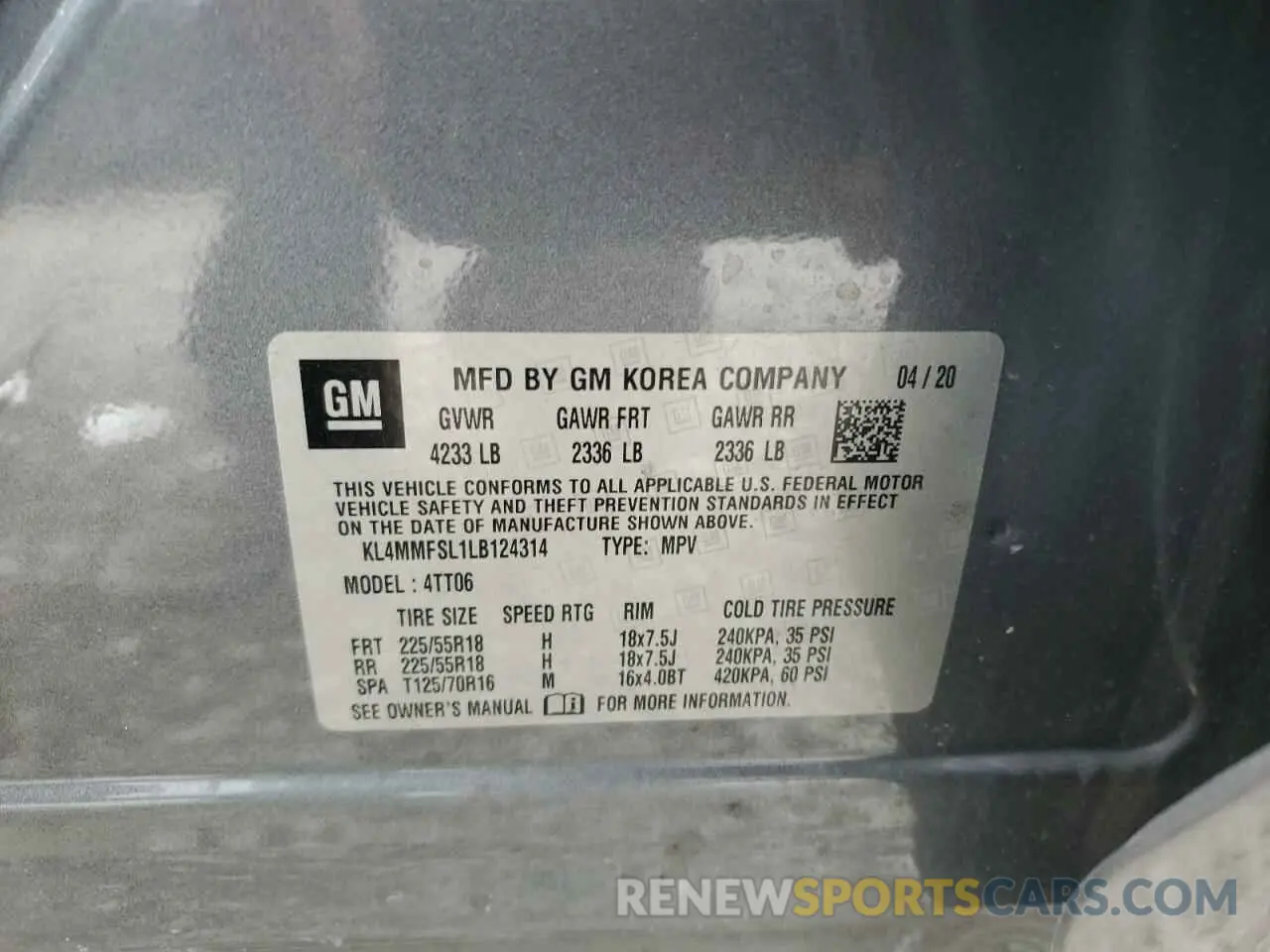 14 Photograph of a damaged car KL4MMFSL1LB124314 BUICK ENCORE 2020