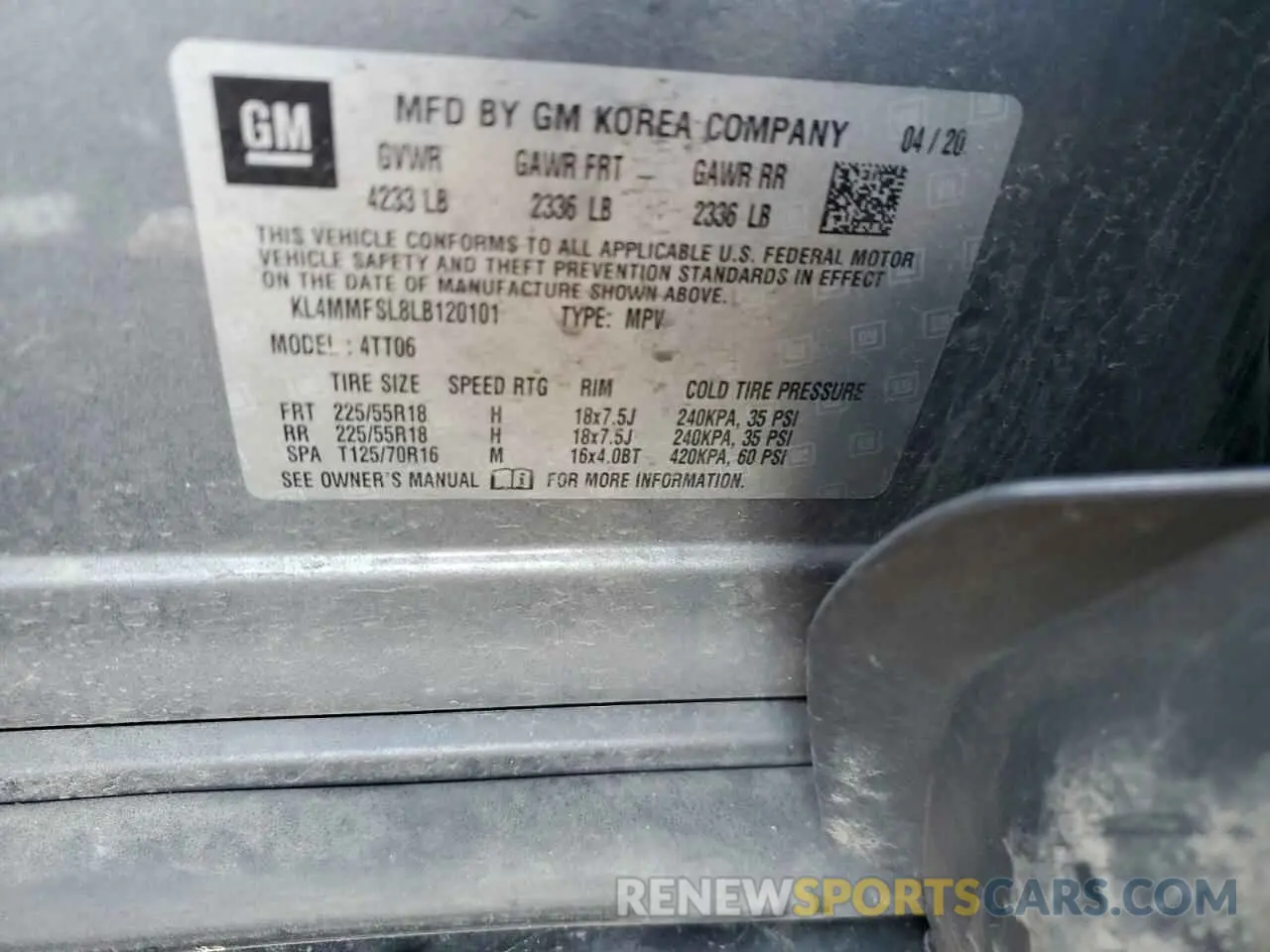 14 Photograph of a damaged car KL4MMFSL8LB120101 BUICK ENCORE 2020