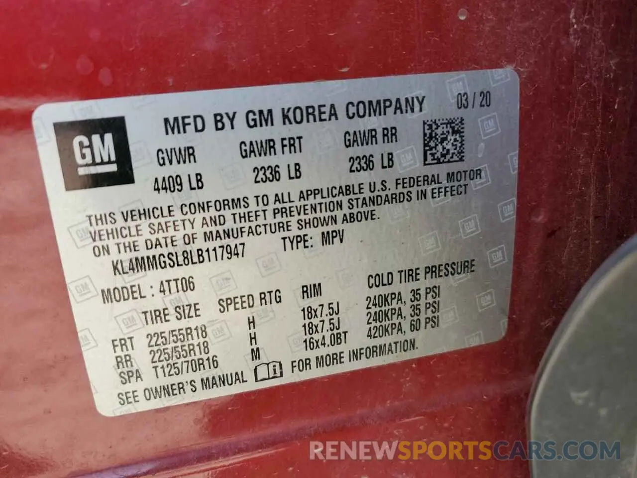 14 Фотография поврежденного автомобиля KL4MMGSL8LB117947 BUICK ENCORE 2020