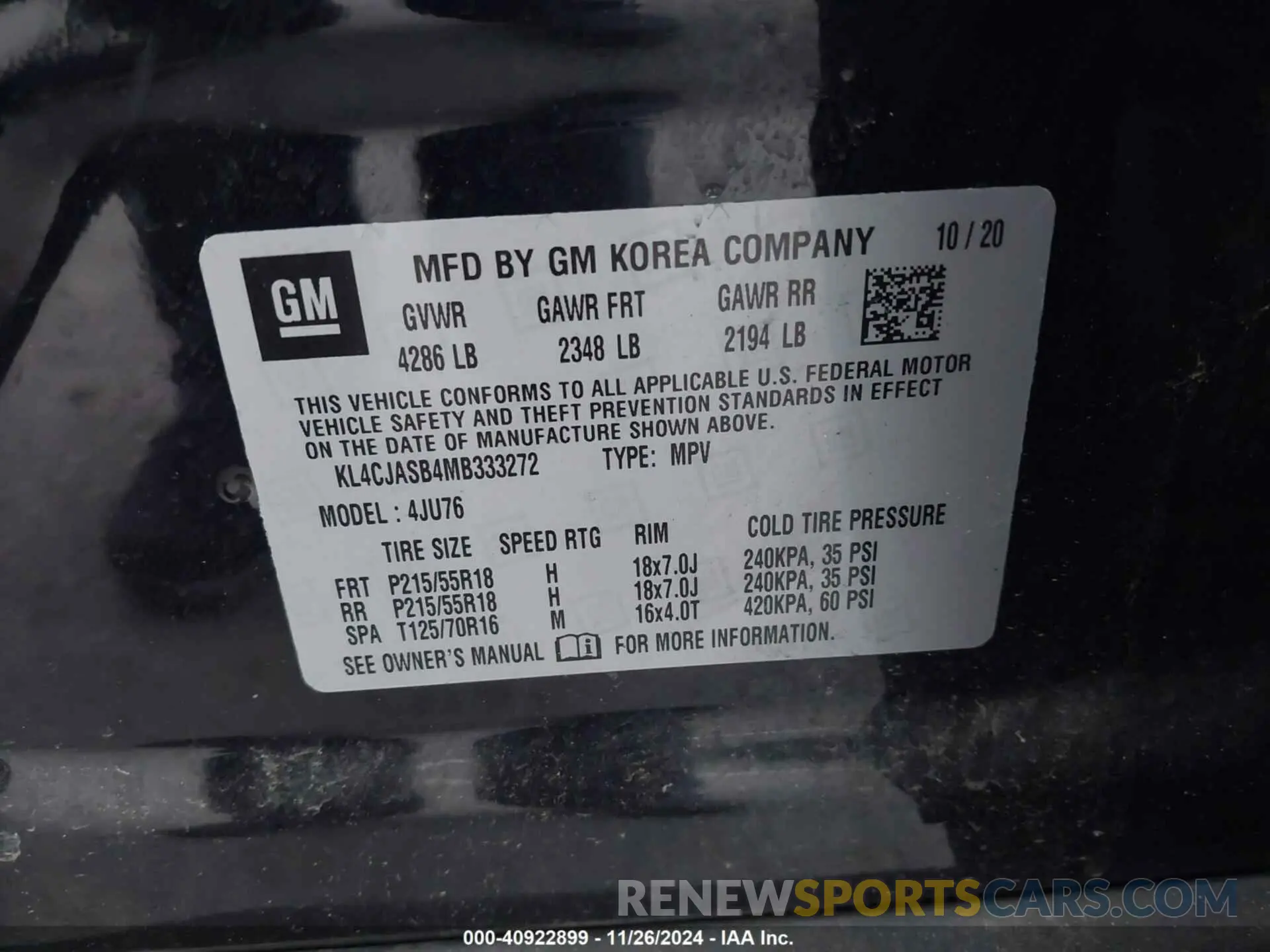 9 Фотография поврежденного автомобиля KL4CJASB4MB333272 BUICK ENCORE 2021