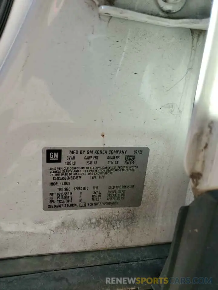 13 Фотография поврежденного автомобиля KL4CJASB5MB304878 BUICK ENCORE 2021