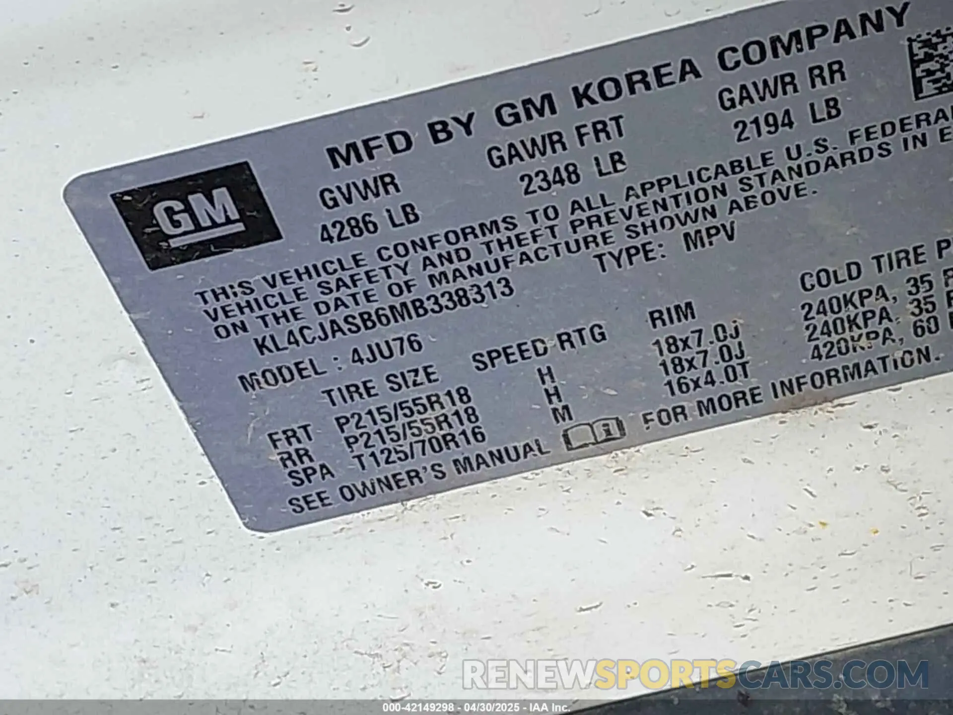 9 Фотография поврежденного автомобиля KL4CJASB6MB338313 BUICK ENCORE 2021
