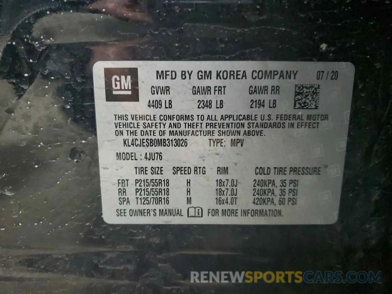 12 Photograph of a damaged car KL4CJESB0MB313026 BUICK ENCORE 2021