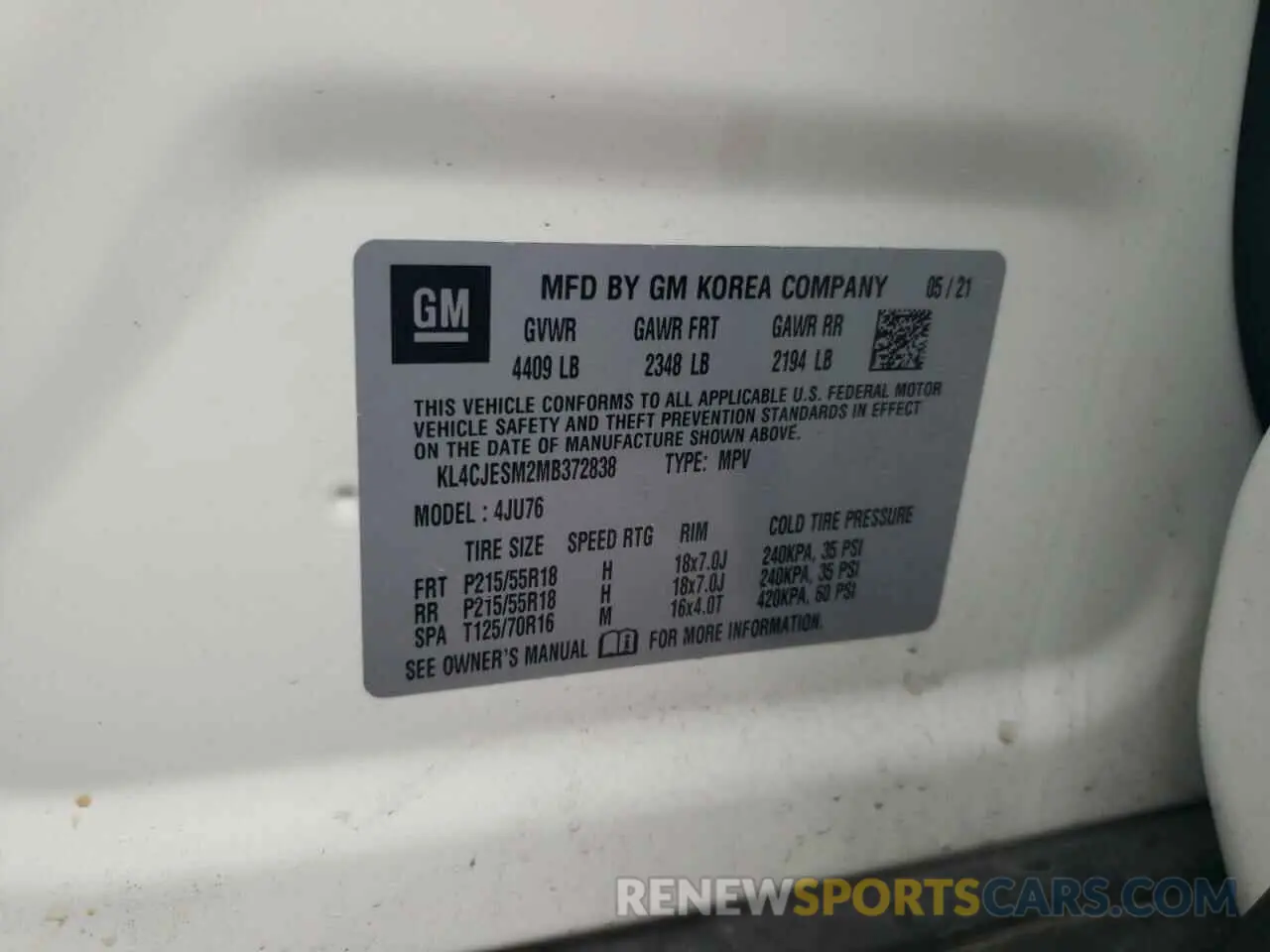 12 Photograph of a damaged car KL4CJESM2MB372838 BUICK ENCORE 2021