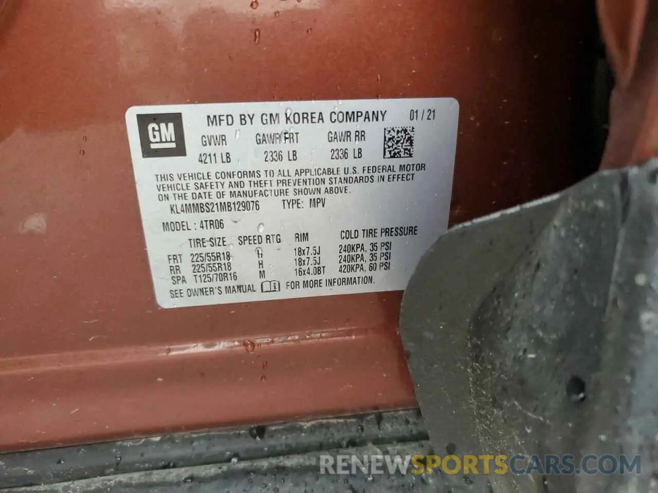 14 Фотография поврежденного автомобиля KL4MMBS21MB129076 BUICK ENCORE 2021