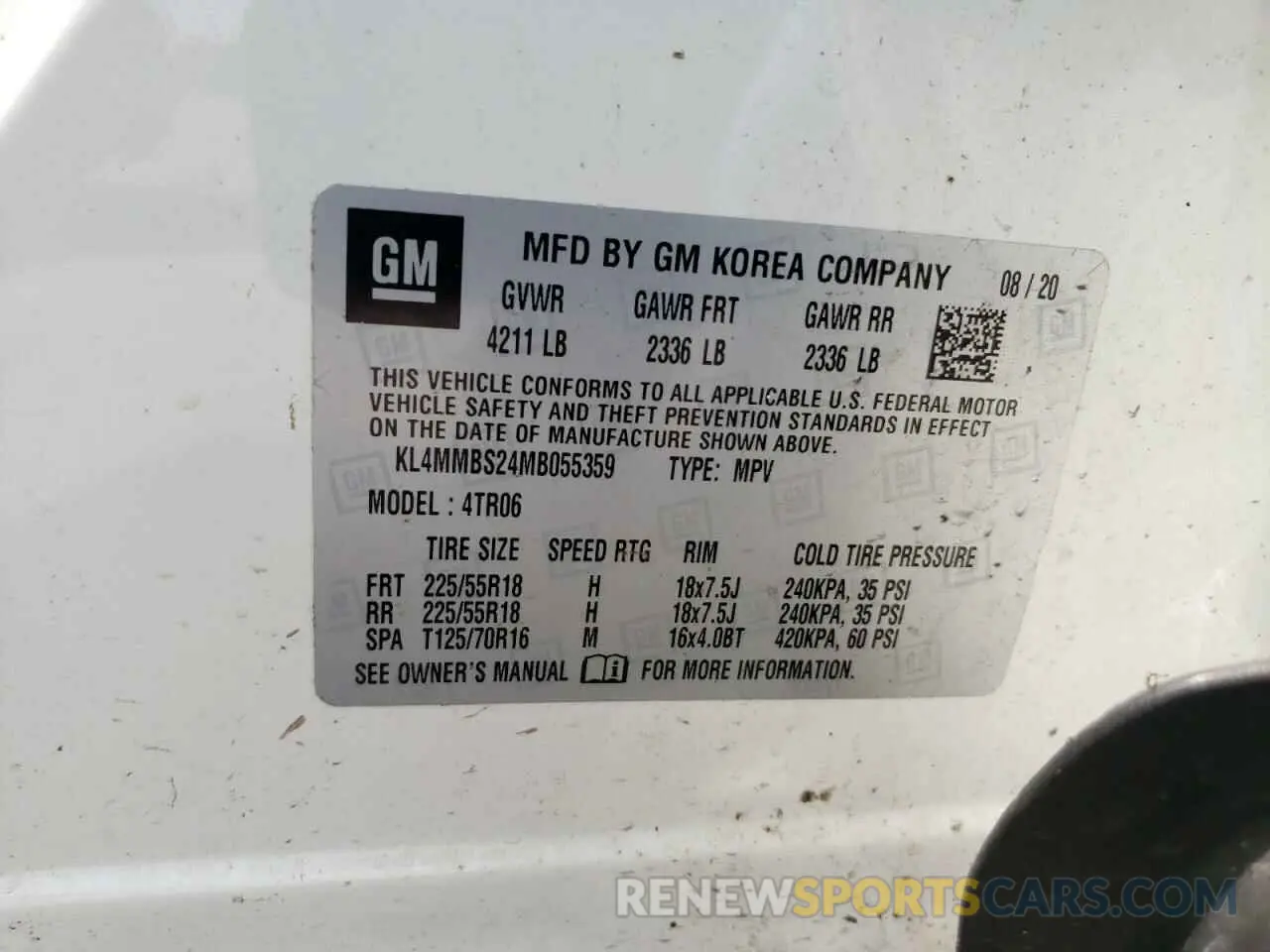 12 Фотография поврежденного автомобиля KL4MMBS24MB055359 BUICK ENCORE 2021