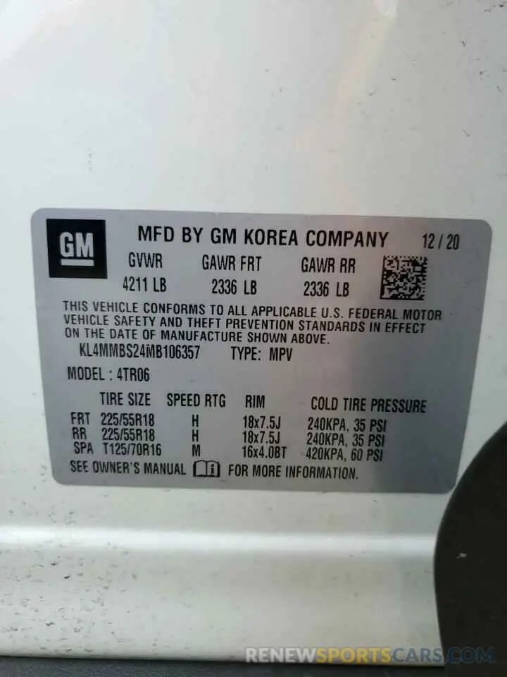 13 Photograph of a damaged car KL4MMBS24MB106357 BUICK ENCORE 2021
