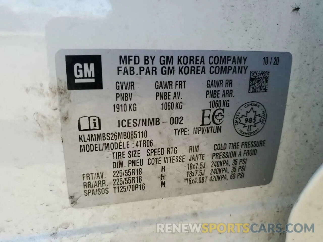 13 Фотография поврежденного автомобиля KL4MMBS26MB085110 BUICK ENCORE 2021