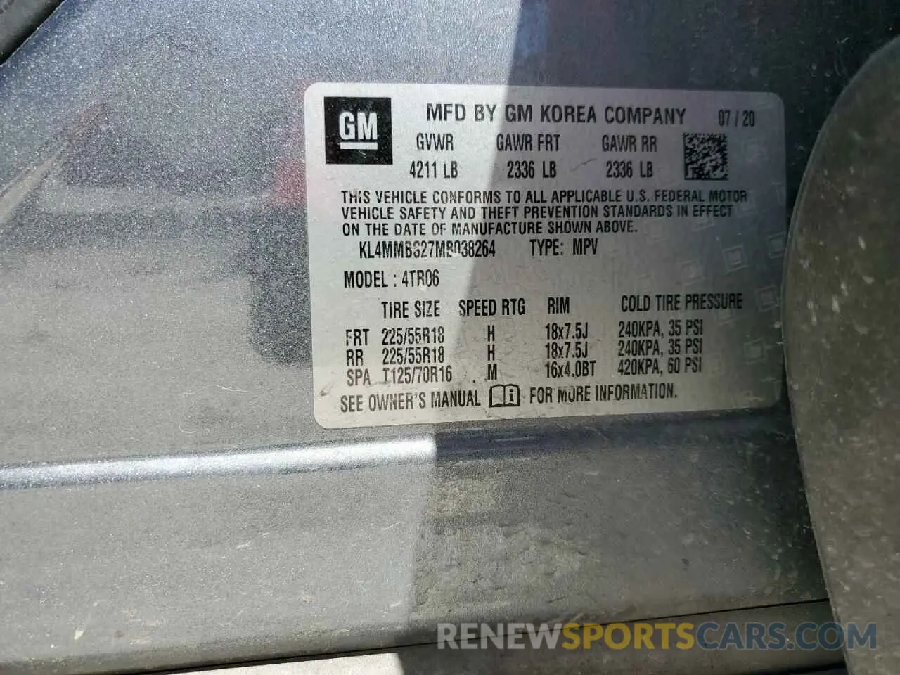 14 Photograph of a damaged car KL4MMBS27MB038264 BUICK ENCORE 2021