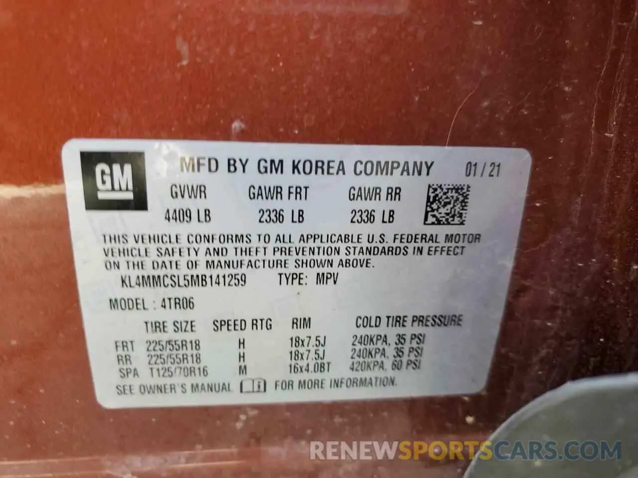 14 Фотография поврежденного автомобиля KL4MMCSL5MB141259 BUICK ENCORE 2021